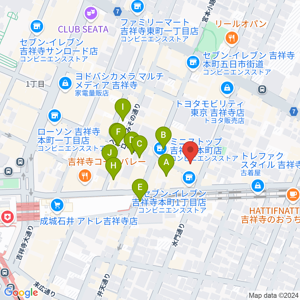 吉祥寺シアター周辺の駐車場・コインパーキング一覧地図