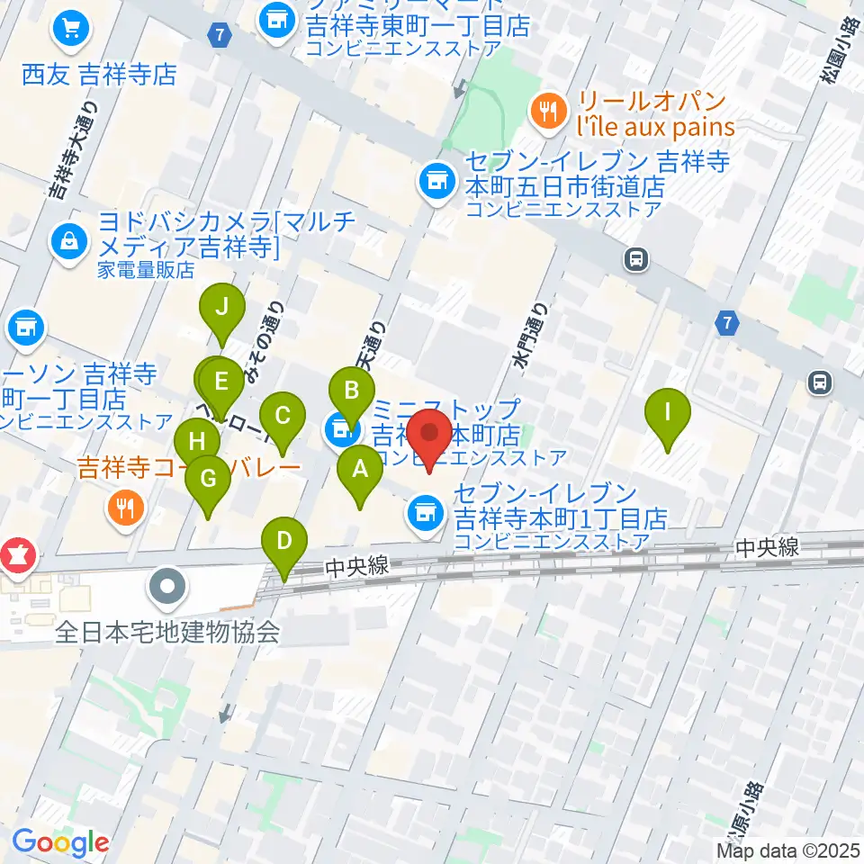 吉祥寺シアター周辺の駐車場・コインパーキング一覧地図