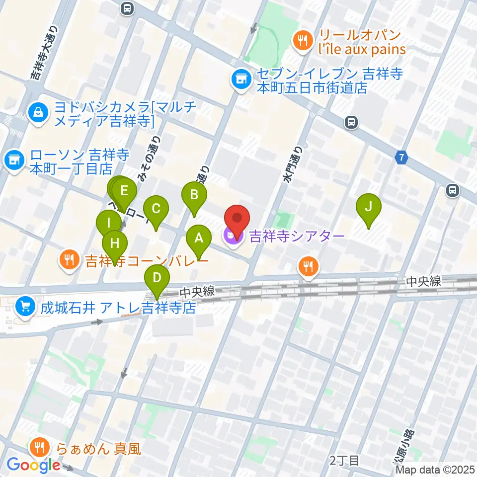 吉祥寺シアター周辺の駐車場・コインパーキング一覧地図