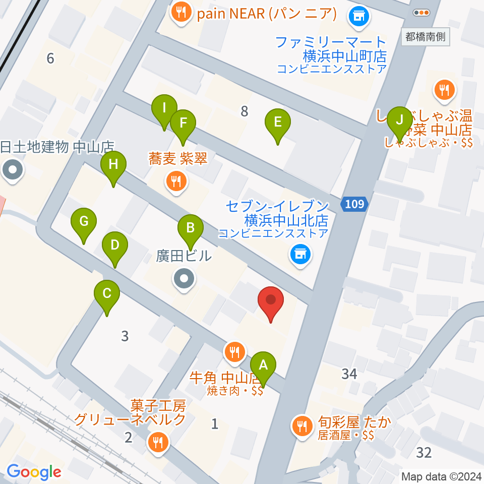 山響楽器店 中山店周辺の駐車場・コインパーキング一覧地図