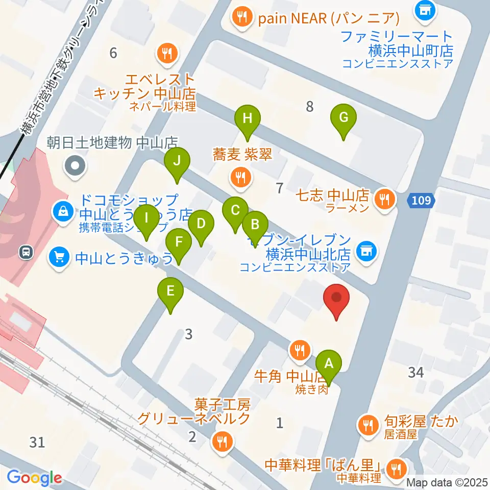 山響楽器店 中山店周辺の駐車場・コインパーキング一覧地図