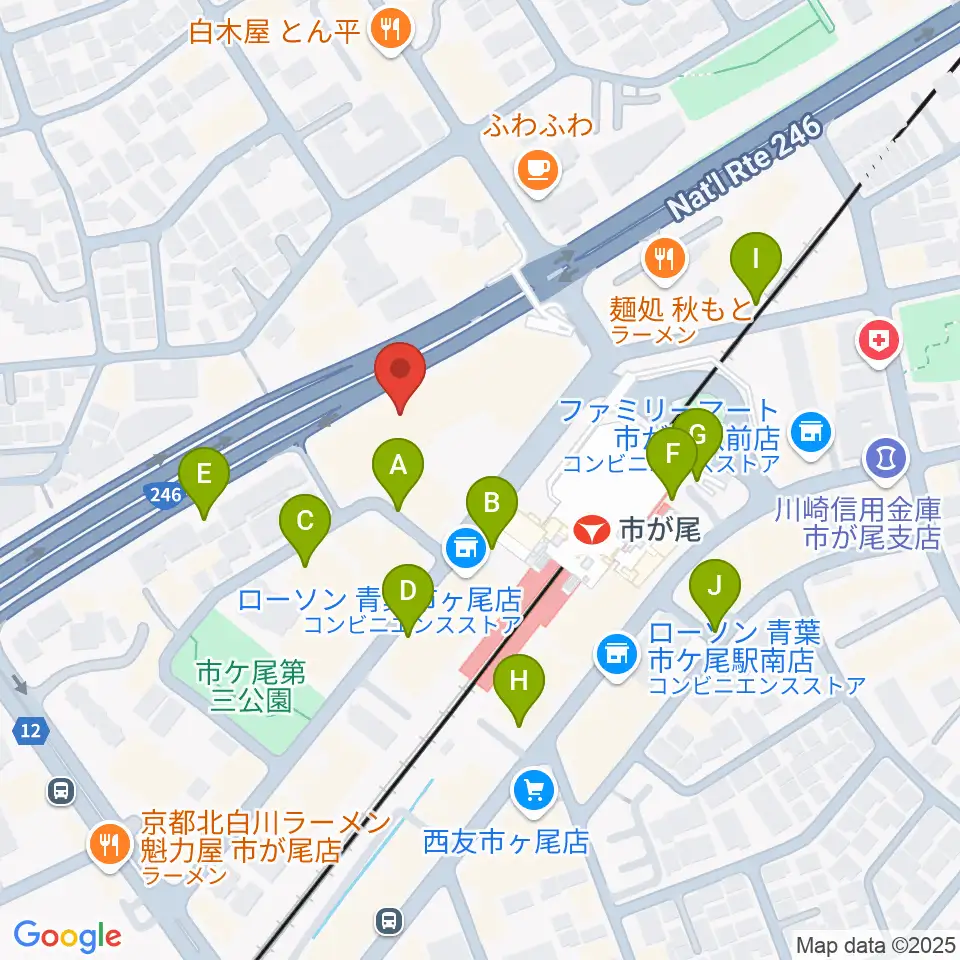 山響楽器店 市ヶ尾センター周辺の駐車場・コインパーキング一覧地図