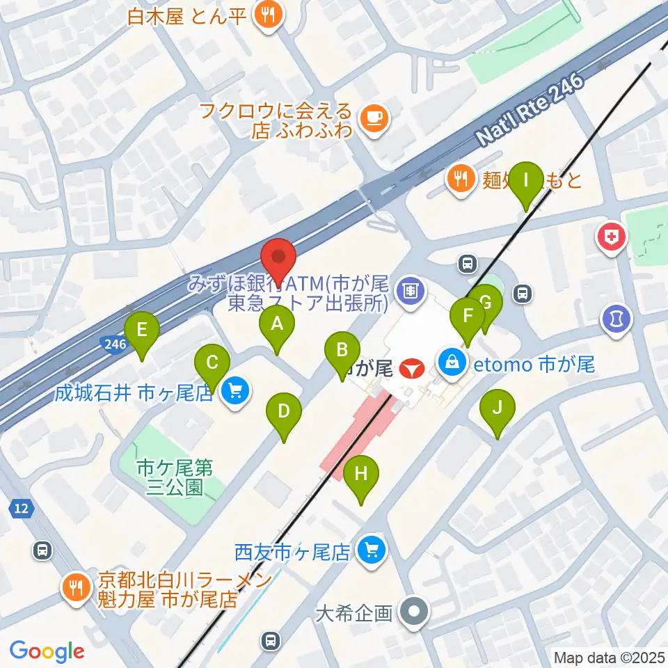 山響楽器店 市ヶ尾センター周辺の駐車場・コインパーキング一覧地図