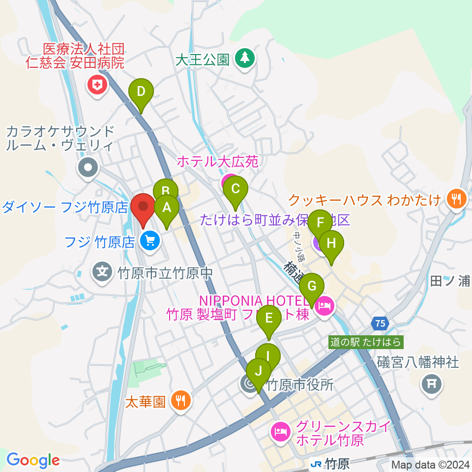 キハラ楽器 竹原センター周辺の駐車場・コインパーキング一覧地図