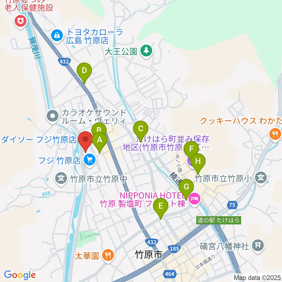 キハラ楽器 竹原センター周辺の駐車場・コインパーキング一覧地図