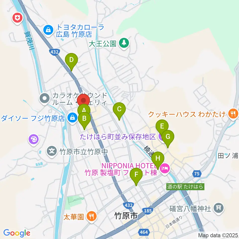 キハラ楽器 竹原センター周辺の駐車場・コインパーキング一覧地図