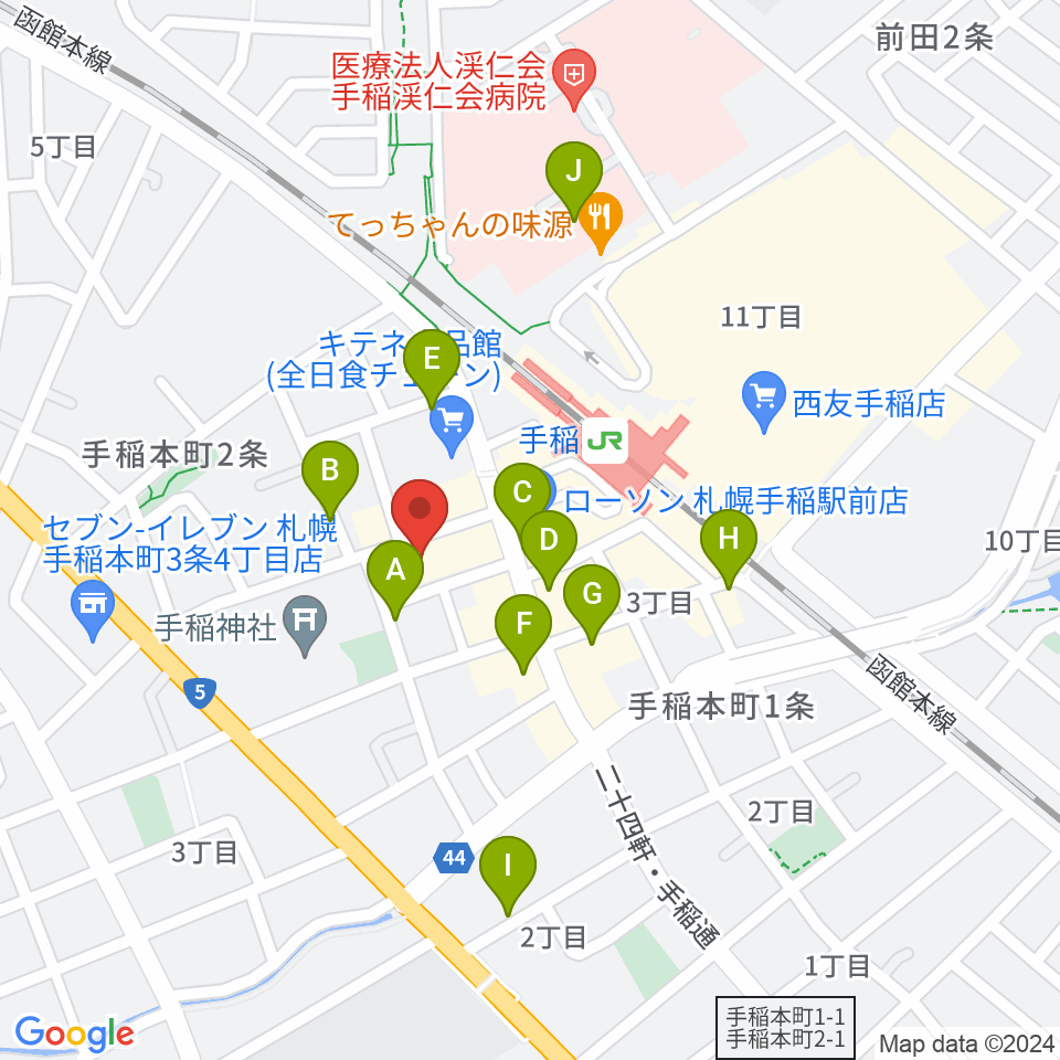 エルム楽器 手稲センター周辺の駐車場・コインパーキング一覧地図