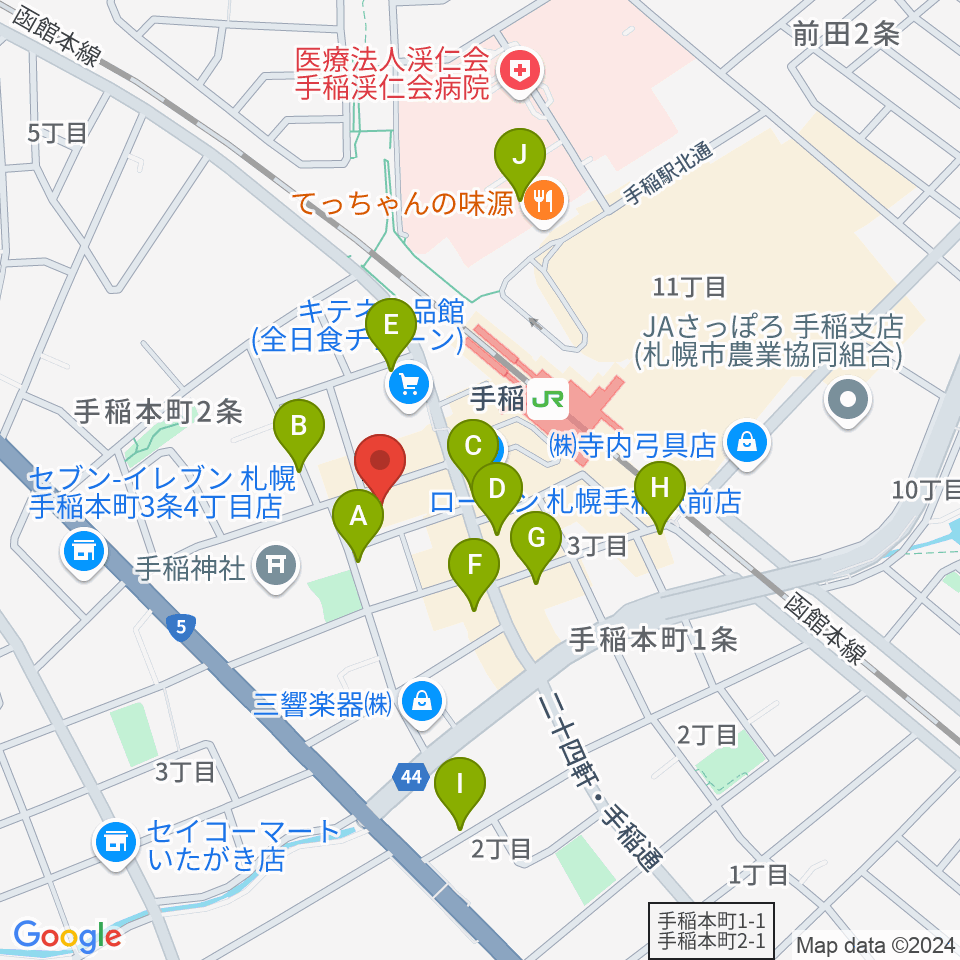 エルム楽器 手稲センター周辺の駐車場・コインパーキング一覧地図