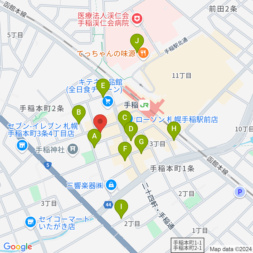 エルム楽器 手稲センター周辺の駐車場・コインパーキング一覧地図