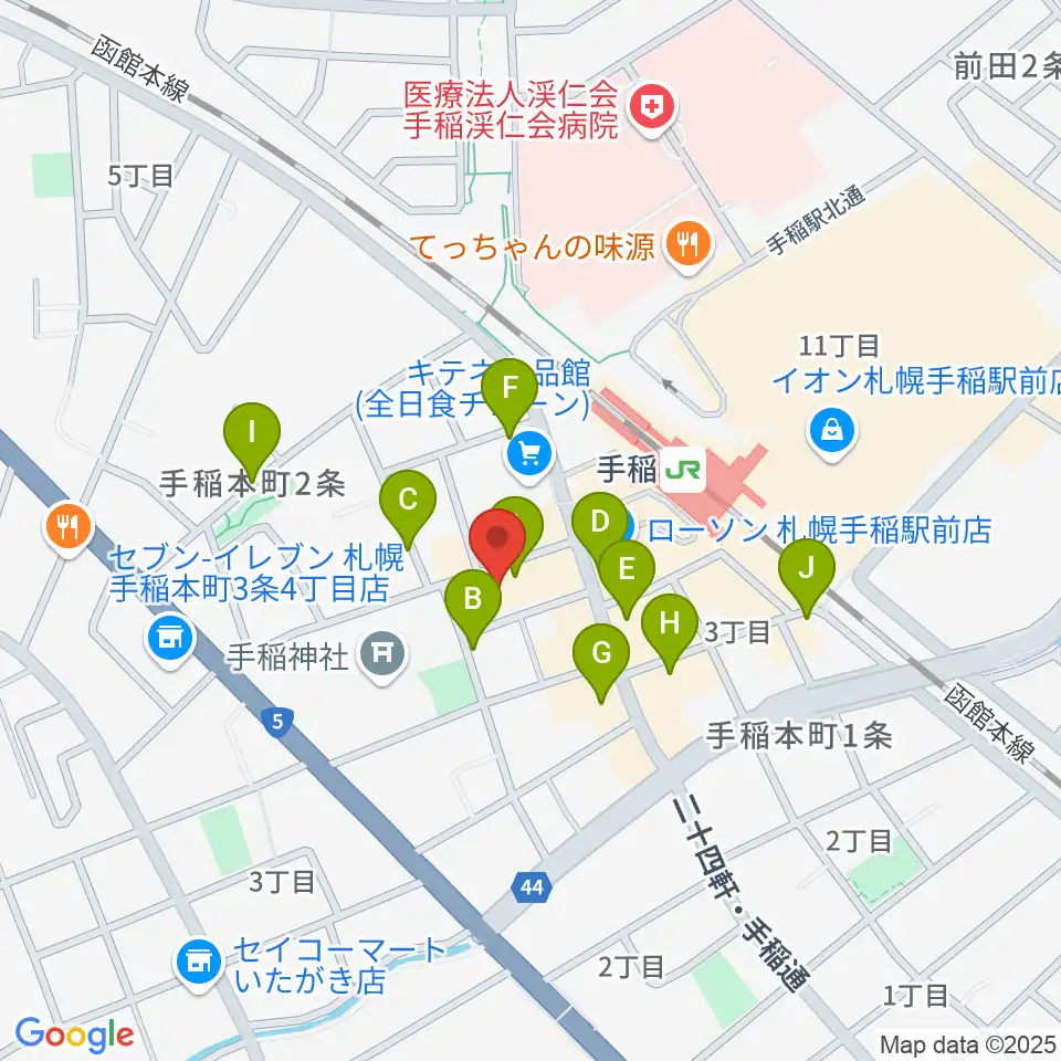 エルム楽器 手稲センター周辺の駐車場・コインパーキング一覧地図