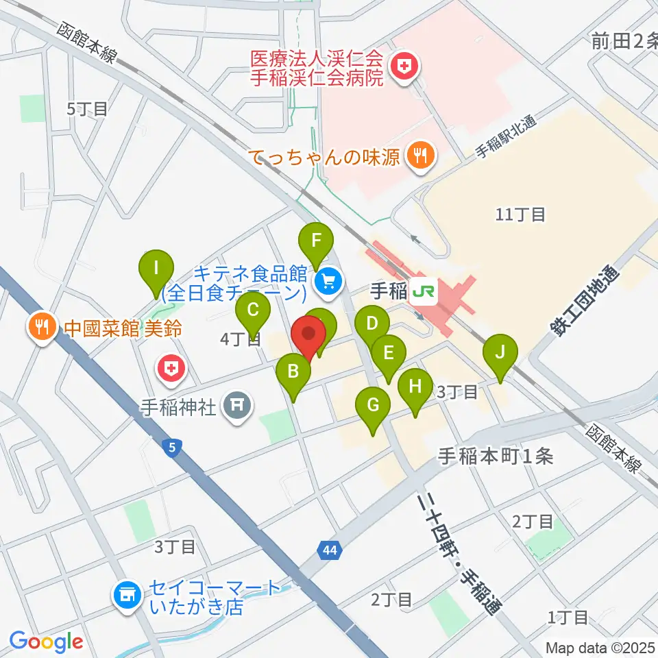 エルム楽器 手稲センター周辺の駐車場・コインパーキング一覧地図
