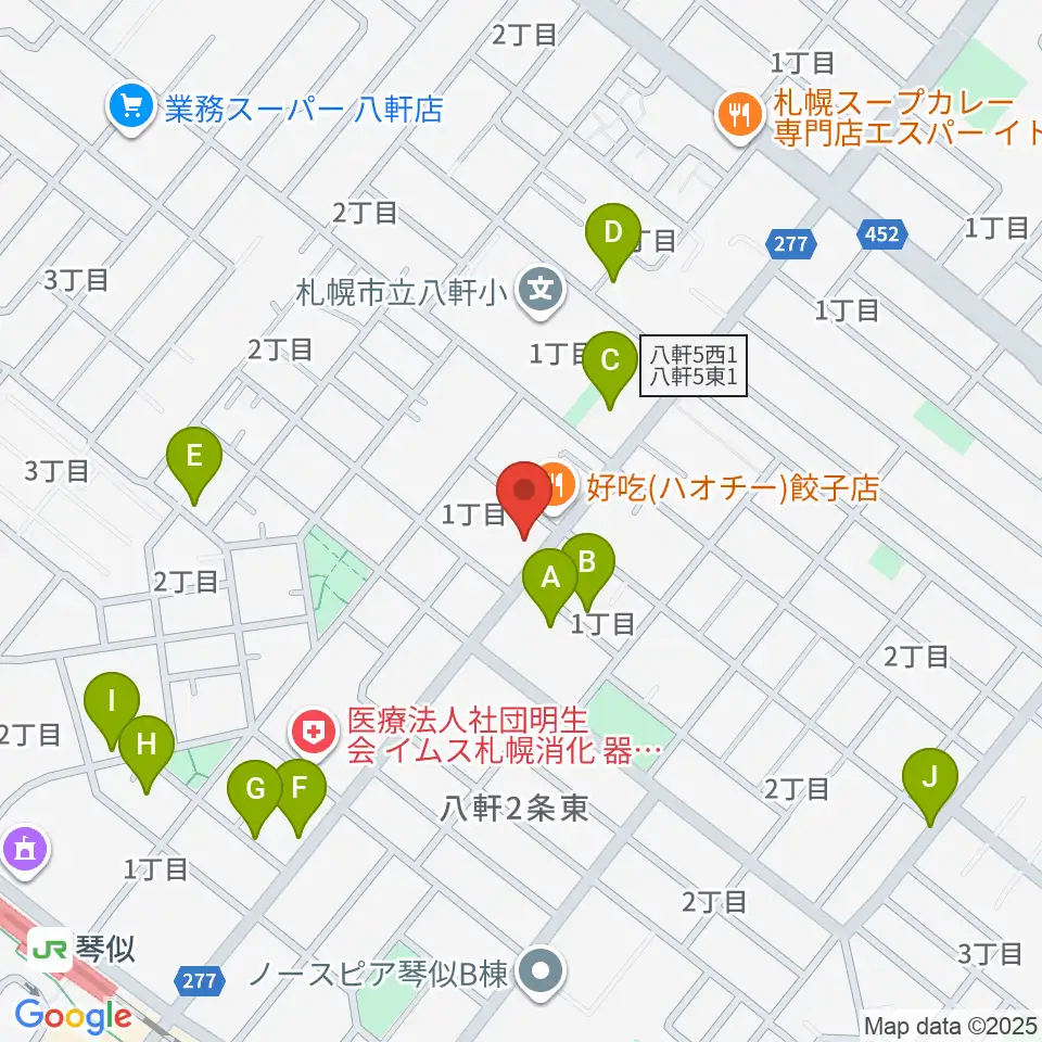 エルム楽器 ELMアルテス八軒周辺の駐車場・コインパーキング一覧地図