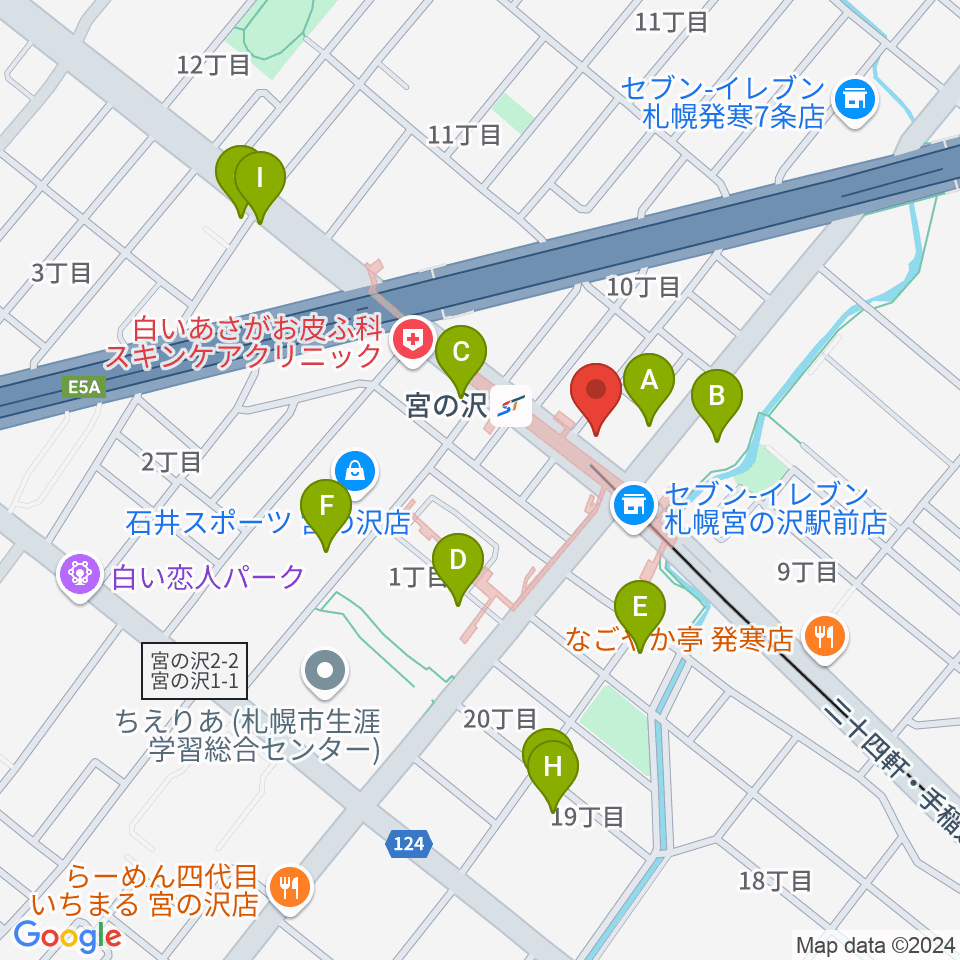 エルム楽器 宮の沢ミュージックセンター周辺の駐車場・コインパーキング一覧地図