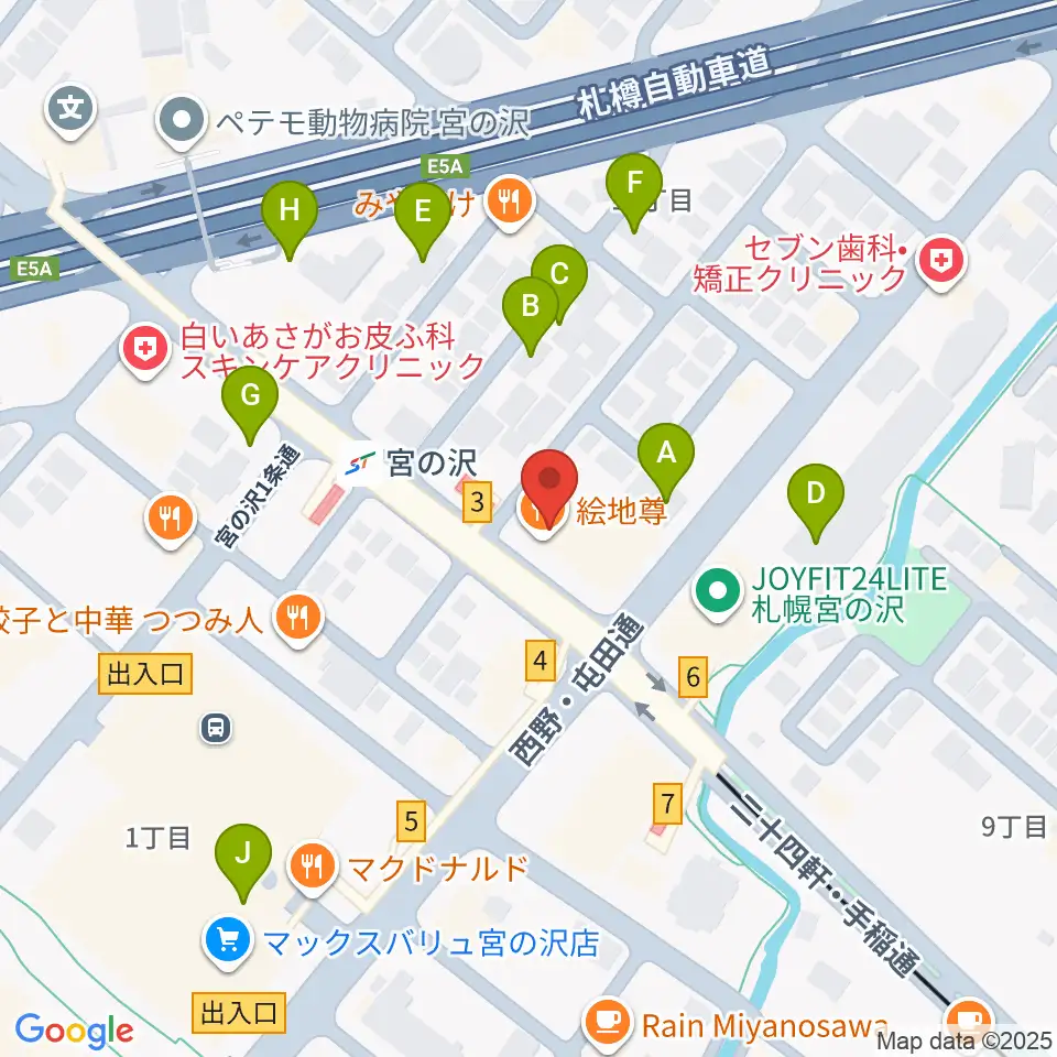 エルム楽器 宮の沢ミュージックセンター周辺の駐車場・コインパーキング一覧地図