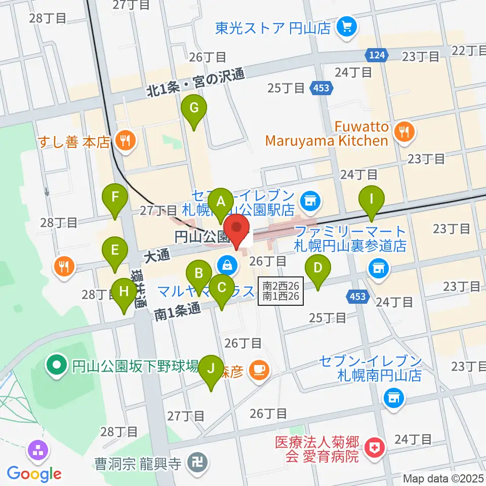 エルム楽器 ELMハーモニレマルヤマクラス周辺の駐車場・コインパーキング一覧地図