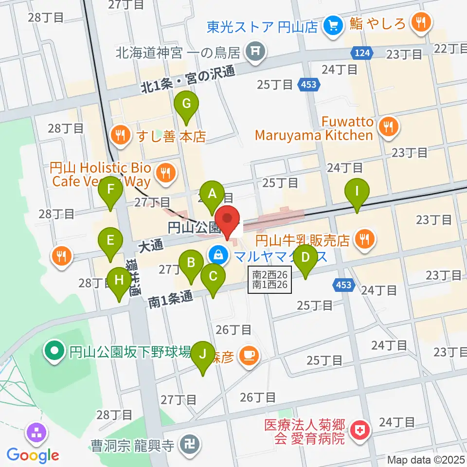 エルム楽器 ELMハーモニレマルヤマクラス周辺の駐車場・コインパーキング一覧地図