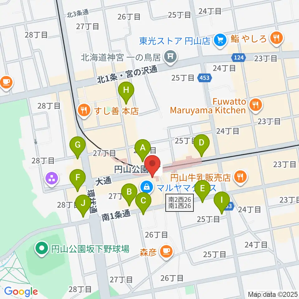 エルム楽器 ELMハーモニレマルヤマクラス周辺の駐車場・コインパーキング一覧地図