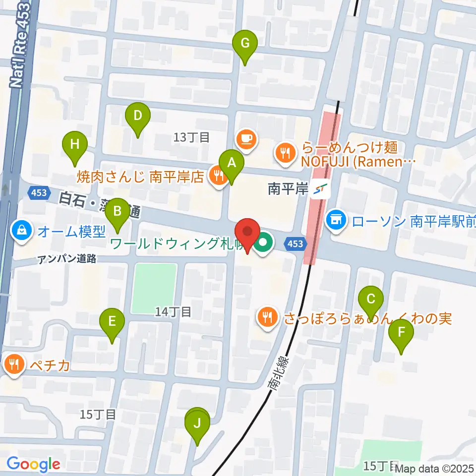 エルム楽器 南平岸センター周辺の駐車場・コインパーキング一覧地図