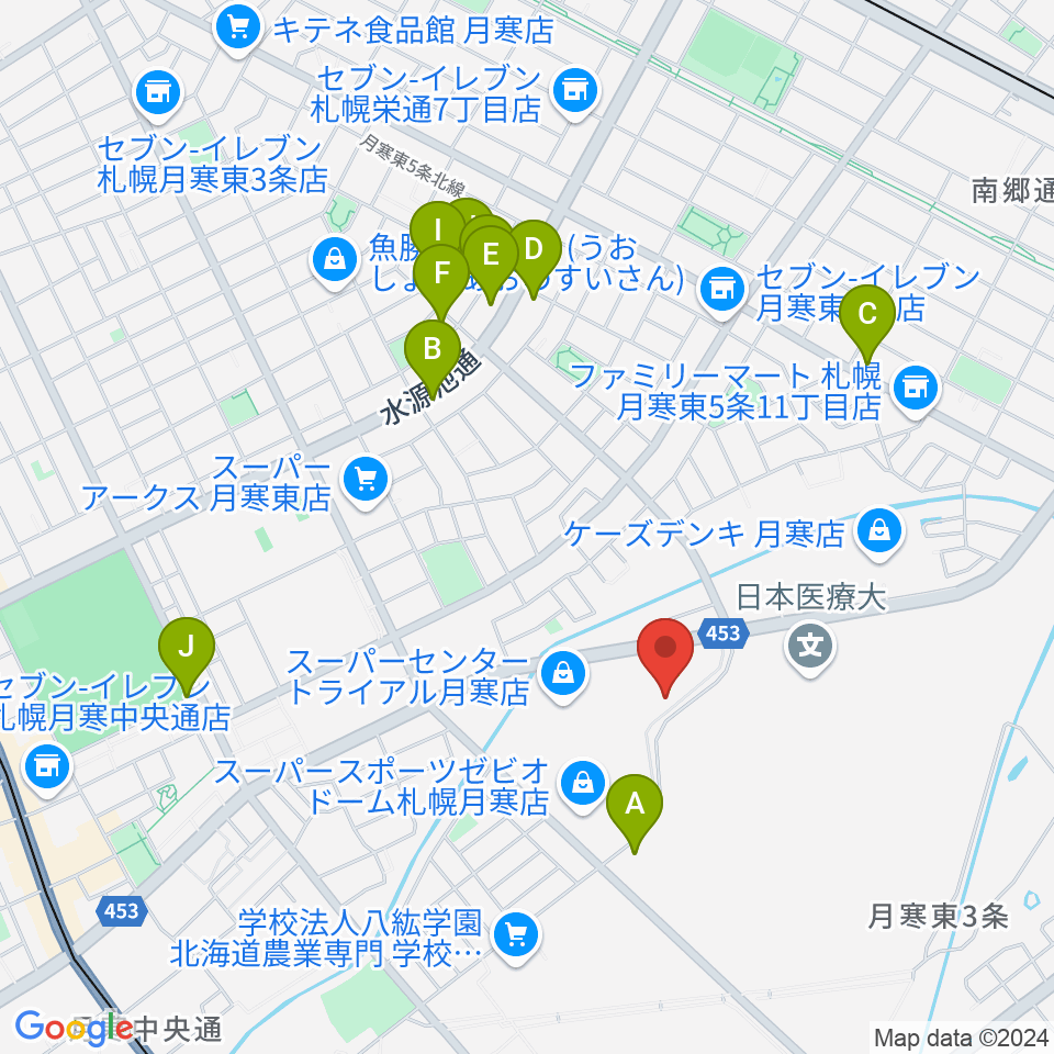 エルム楽器 ブランチ札幌月寒センター周辺の駐車場・コインパーキング一覧地図