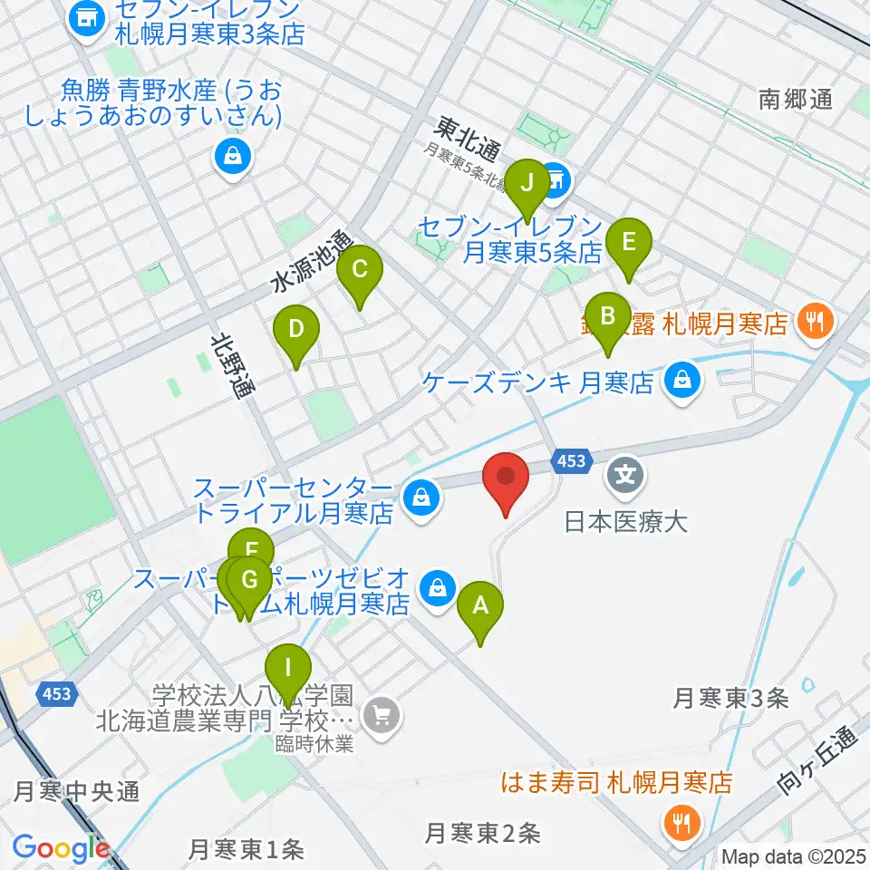 エルム楽器 ブランチ札幌月寒センター周辺の駐車場・コインパーキング一覧地図