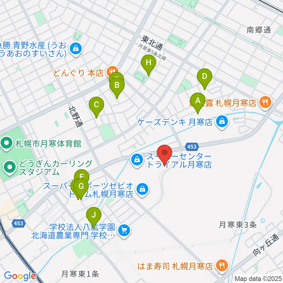 エルム楽器 ブランチ札幌月寒センター周辺の駐車場・コインパーキング一覧地図