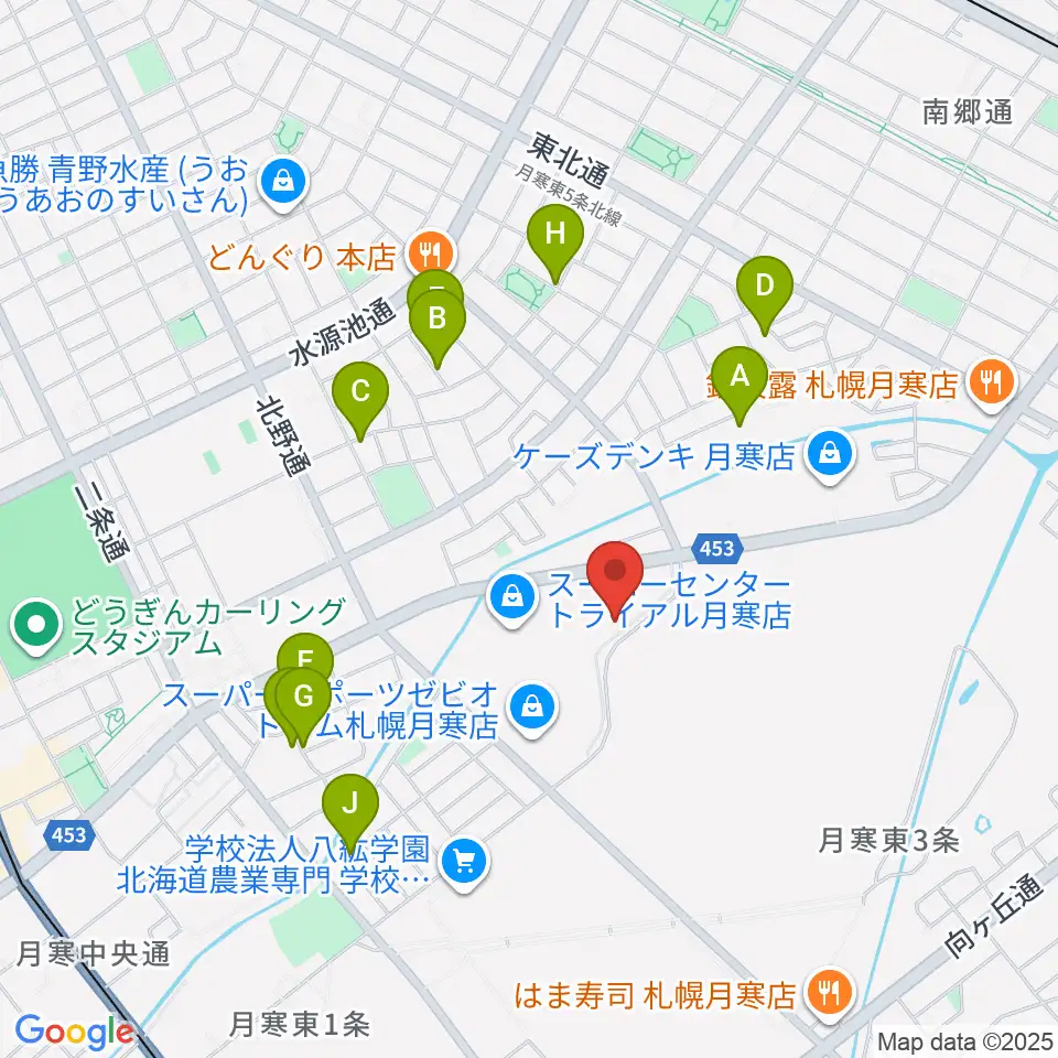 エルム楽器 ブランチ札幌月寒センター周辺の駐車場・コインパーキング一覧地図
