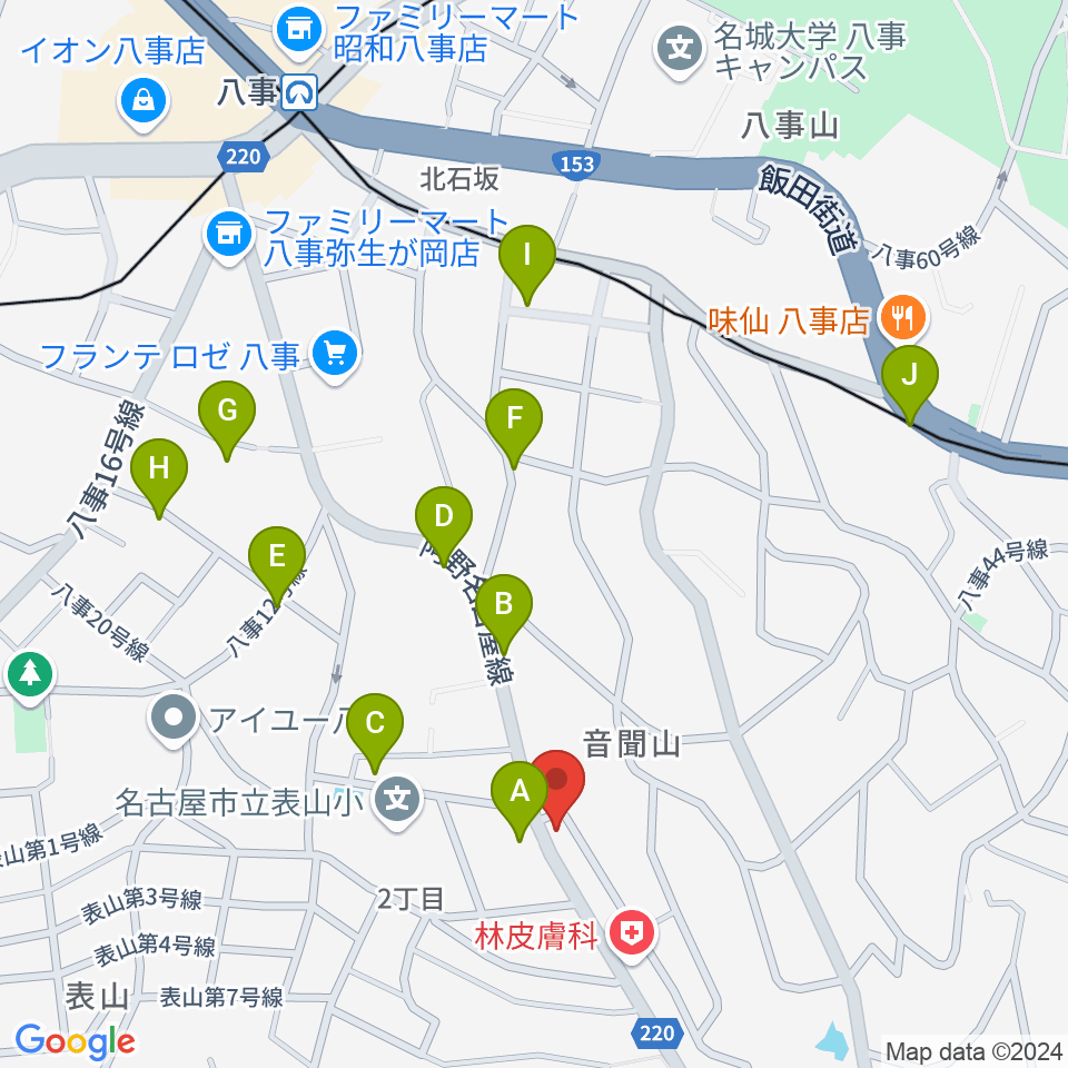 音楽教室あんだんて 八事教室周辺の駐車場・コインパーキング一覧地図