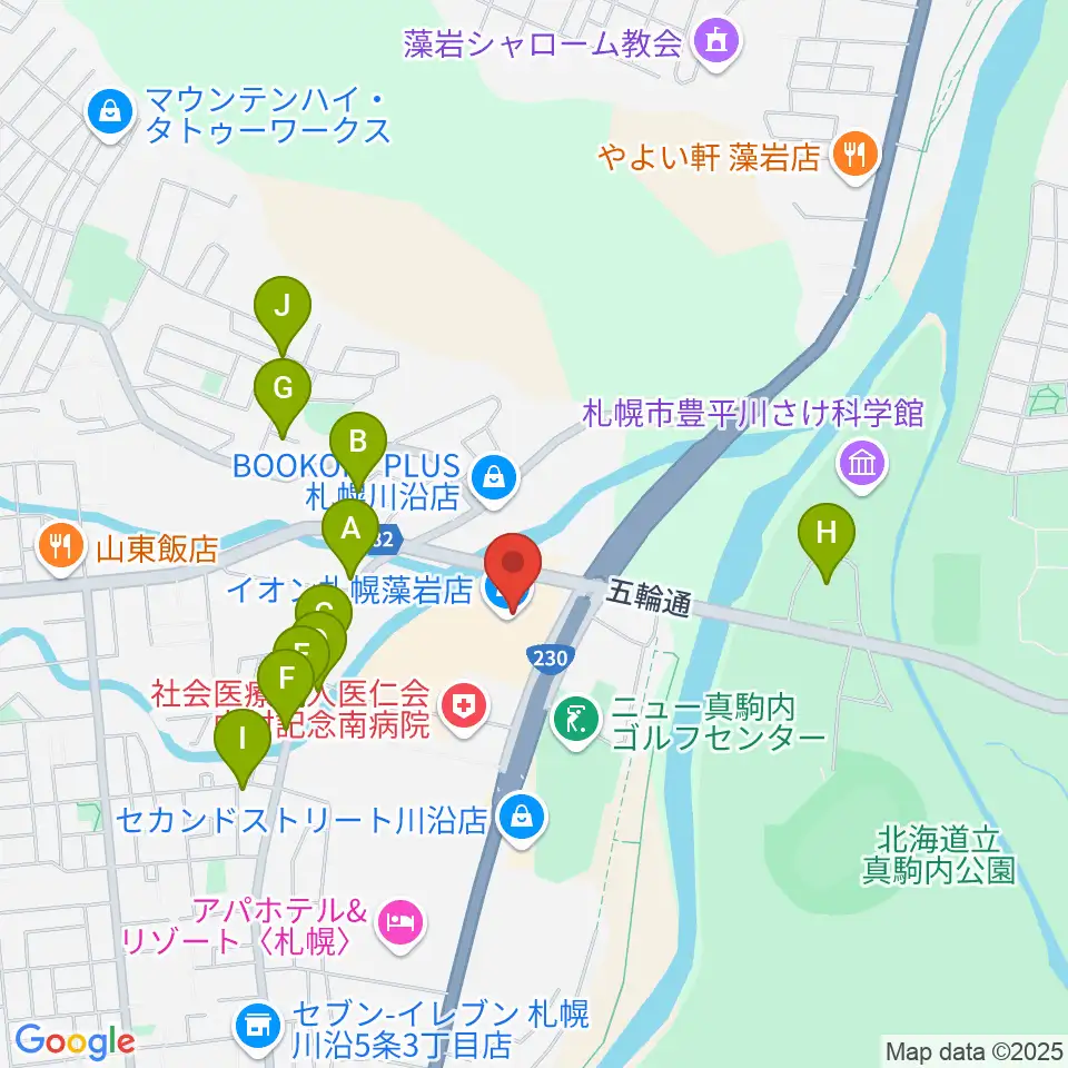 エルム楽器 イオン札幌藻岩センター周辺の駐車場・コインパーキング一覧地図
