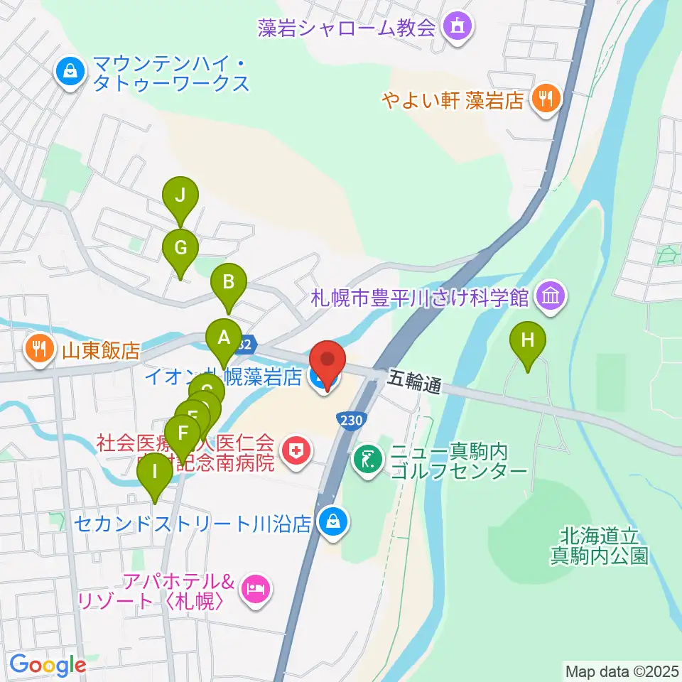 エルム楽器 イオン札幌藻岩センター周辺の駐車場・コインパーキング一覧地図
