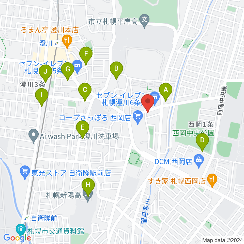 エルム楽器 澄川センター周辺の駐車場・コインパーキング一覧地図