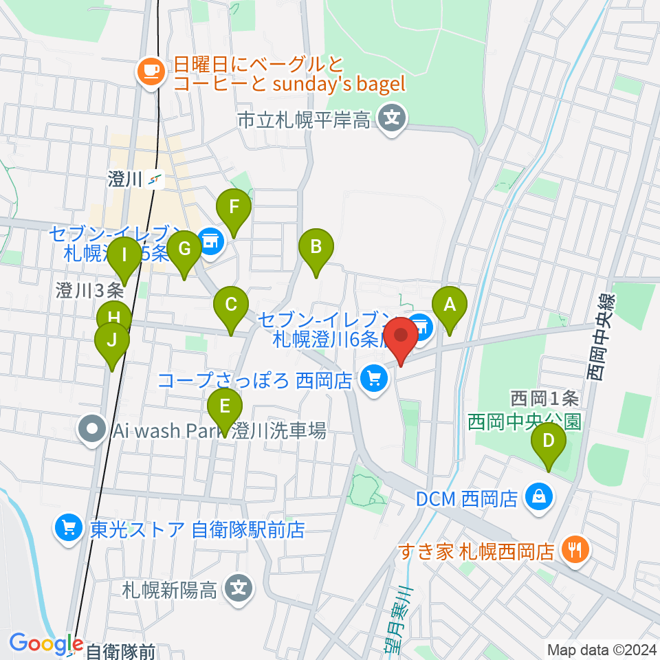 エルム楽器 澄川センター周辺の駐車場・コインパーキング一覧地図