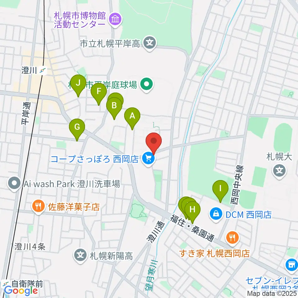 エルム楽器 澄川センター周辺の駐車場・コインパーキング一覧地図