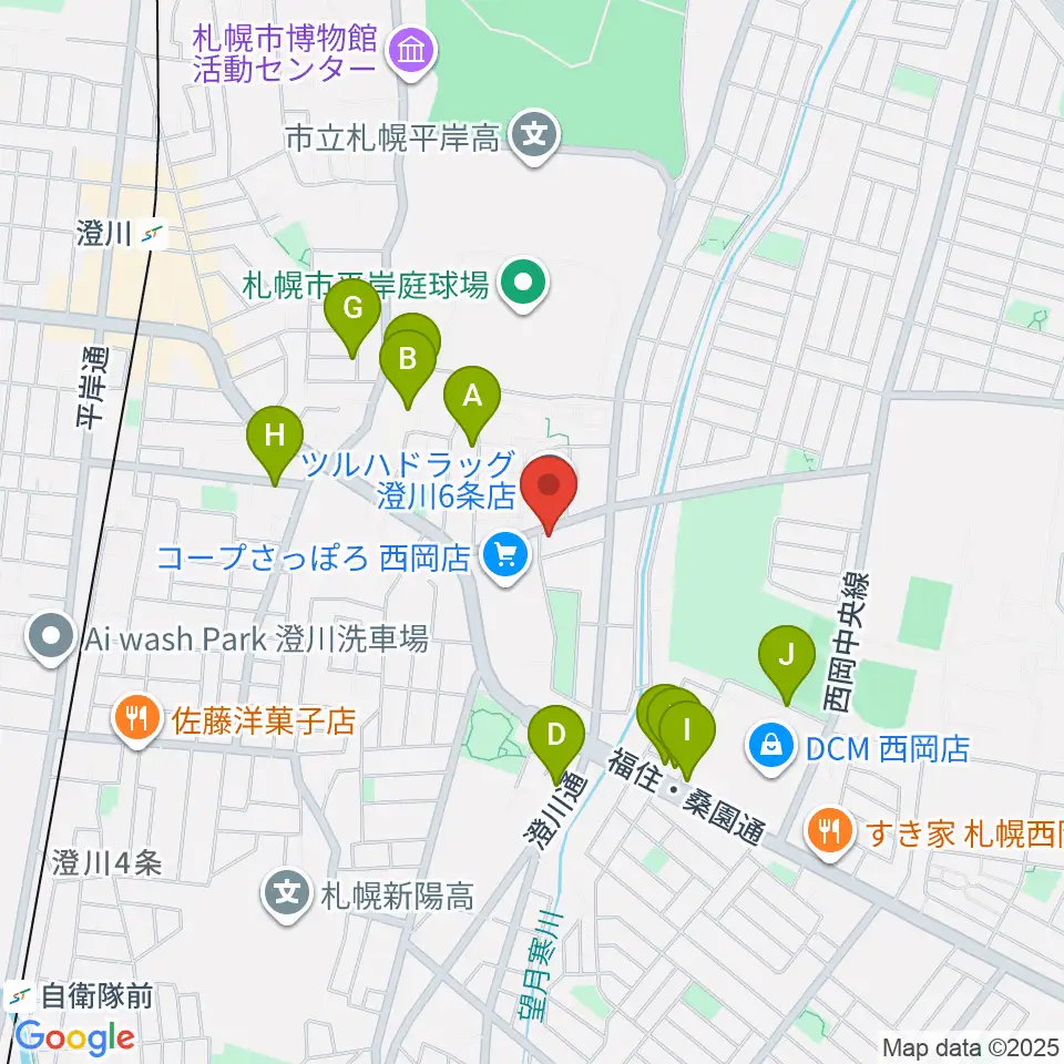 エルム楽器 澄川センター周辺の駐車場・コインパーキング一覧地図