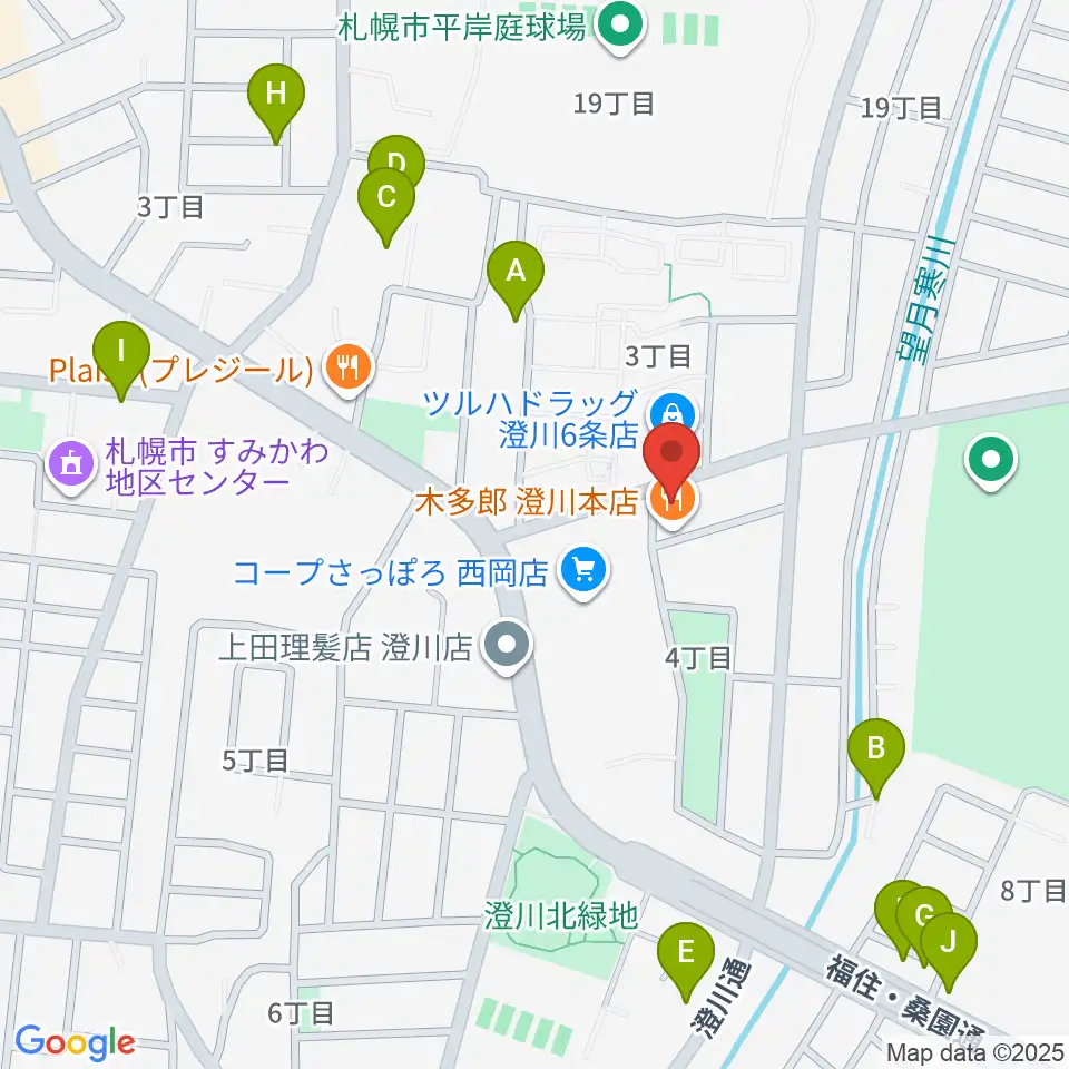 エルム楽器 澄川センター周辺の駐車場・コインパーキング一覧地図