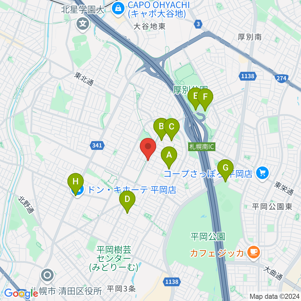 エルム楽器 平岡センター周辺の駐車場・コインパーキング一覧地図