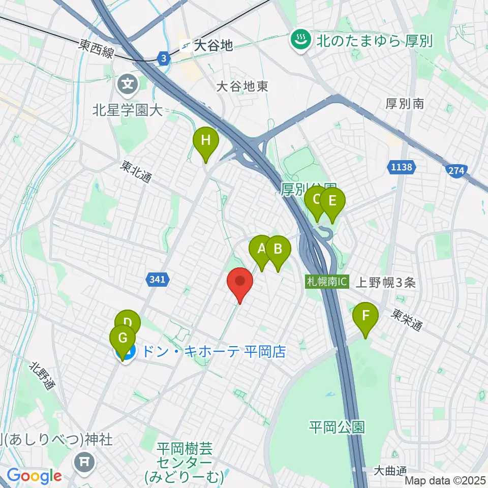 エルム楽器 平岡センター周辺の駐車場・コインパーキング一覧地図