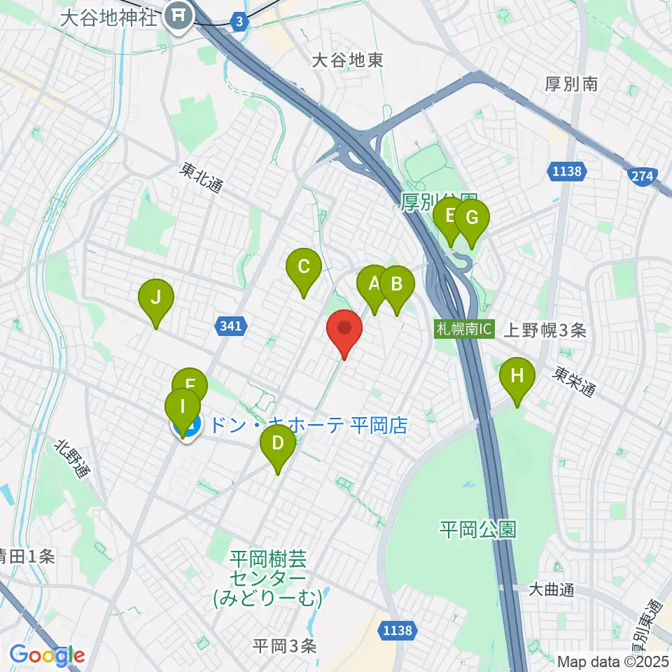 エルム楽器 平岡センター周辺の駐車場・コインパーキング一覧地図
