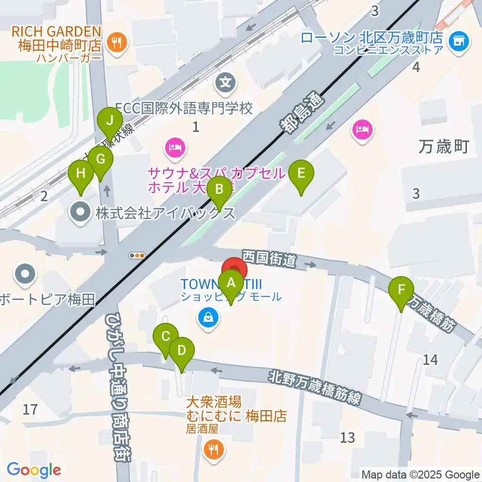 梅田サードストーン周辺の駐車場・コインパーキング一覧地図