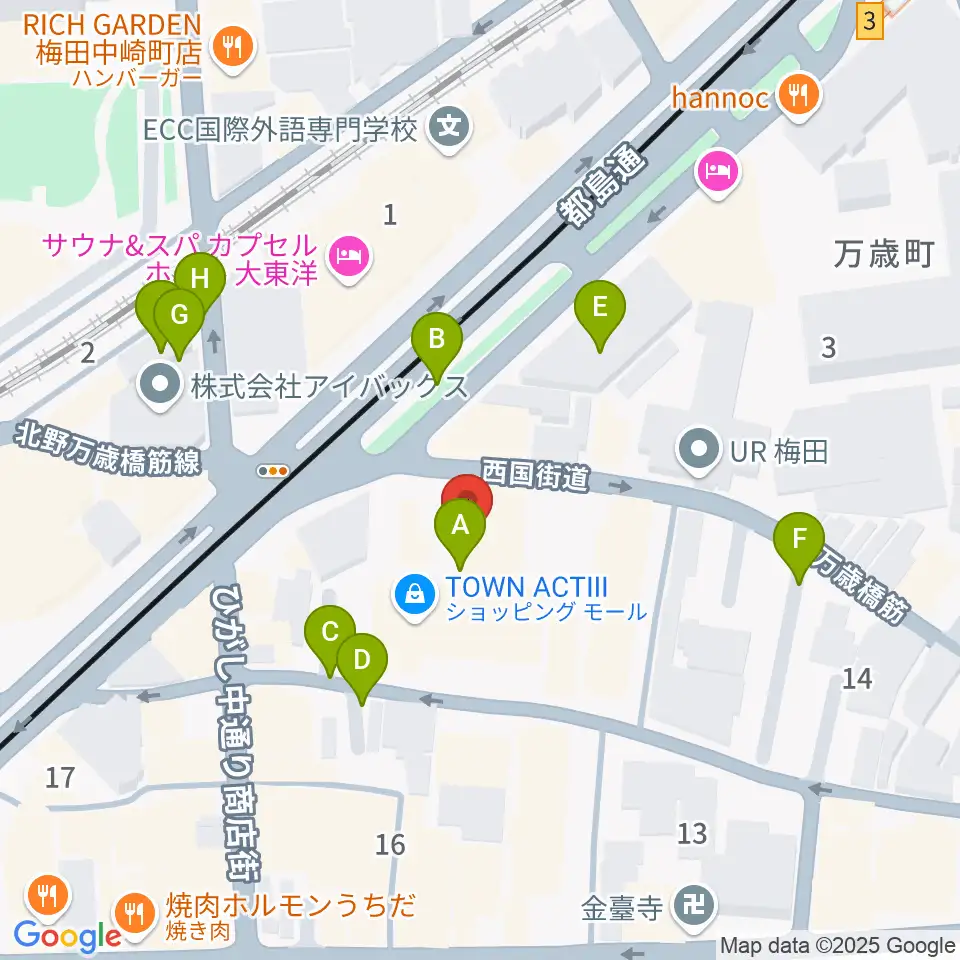梅田サードストーン周辺の駐車場・コインパーキング一覧地図