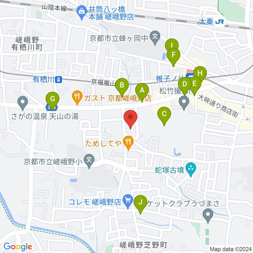 JEUGIA 太秦センター周辺の駐車場・コインパーキング一覧地図