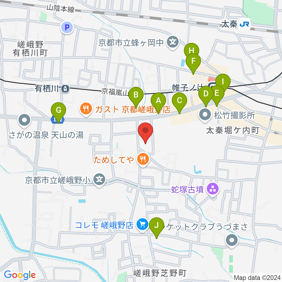 JEUGIA 太秦センター周辺の駐車場・コインパーキング一覧地図