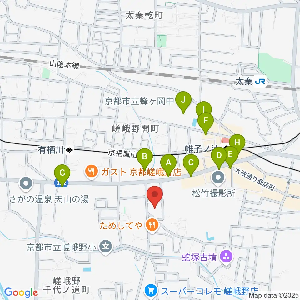 JEUGIA 太秦センター周辺の駐車場・コインパーキング一覧地図