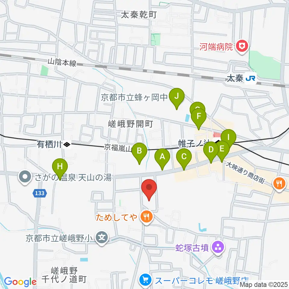 JEUGIA 太秦センター周辺の駐車場・コインパーキング一覧地図