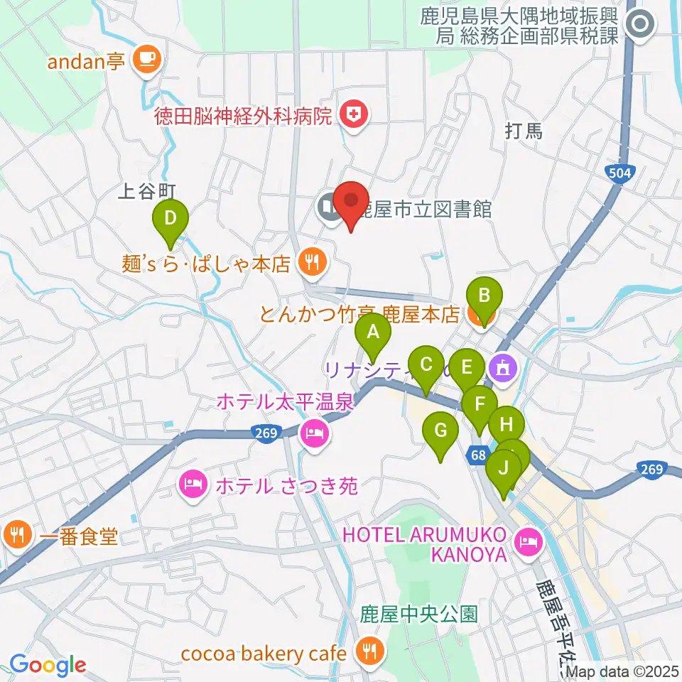 鹿屋市文化会館周辺の駐車場・コインパーキング一覧地図