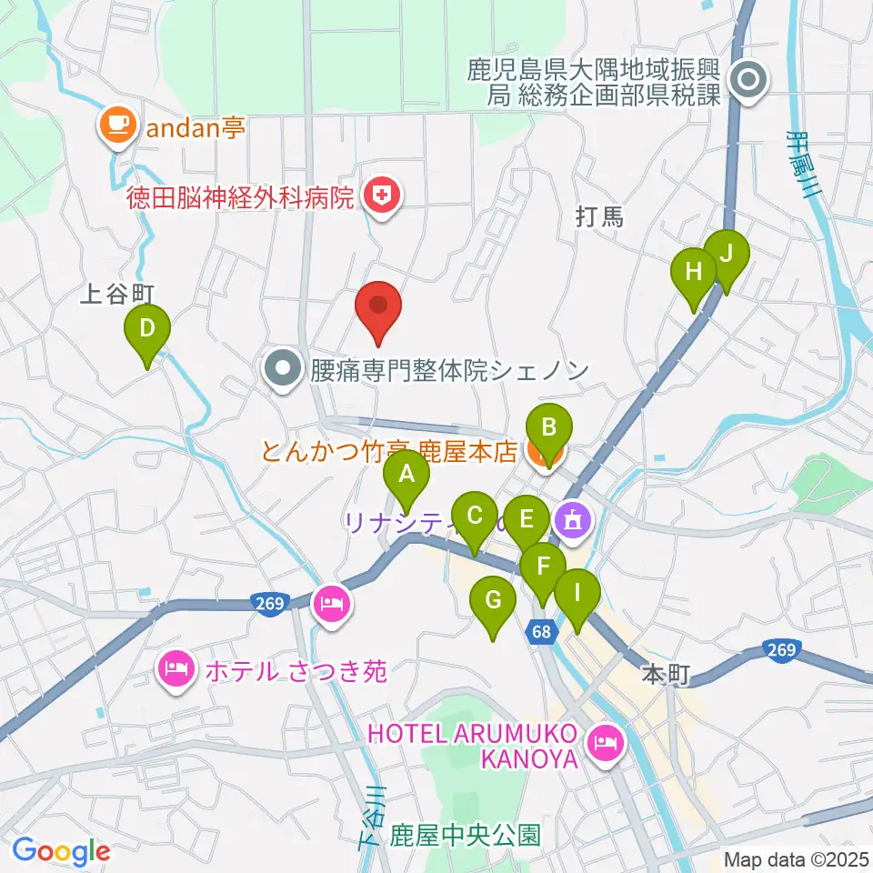 鹿屋市文化会館周辺の駐車場・コインパーキング一覧地図