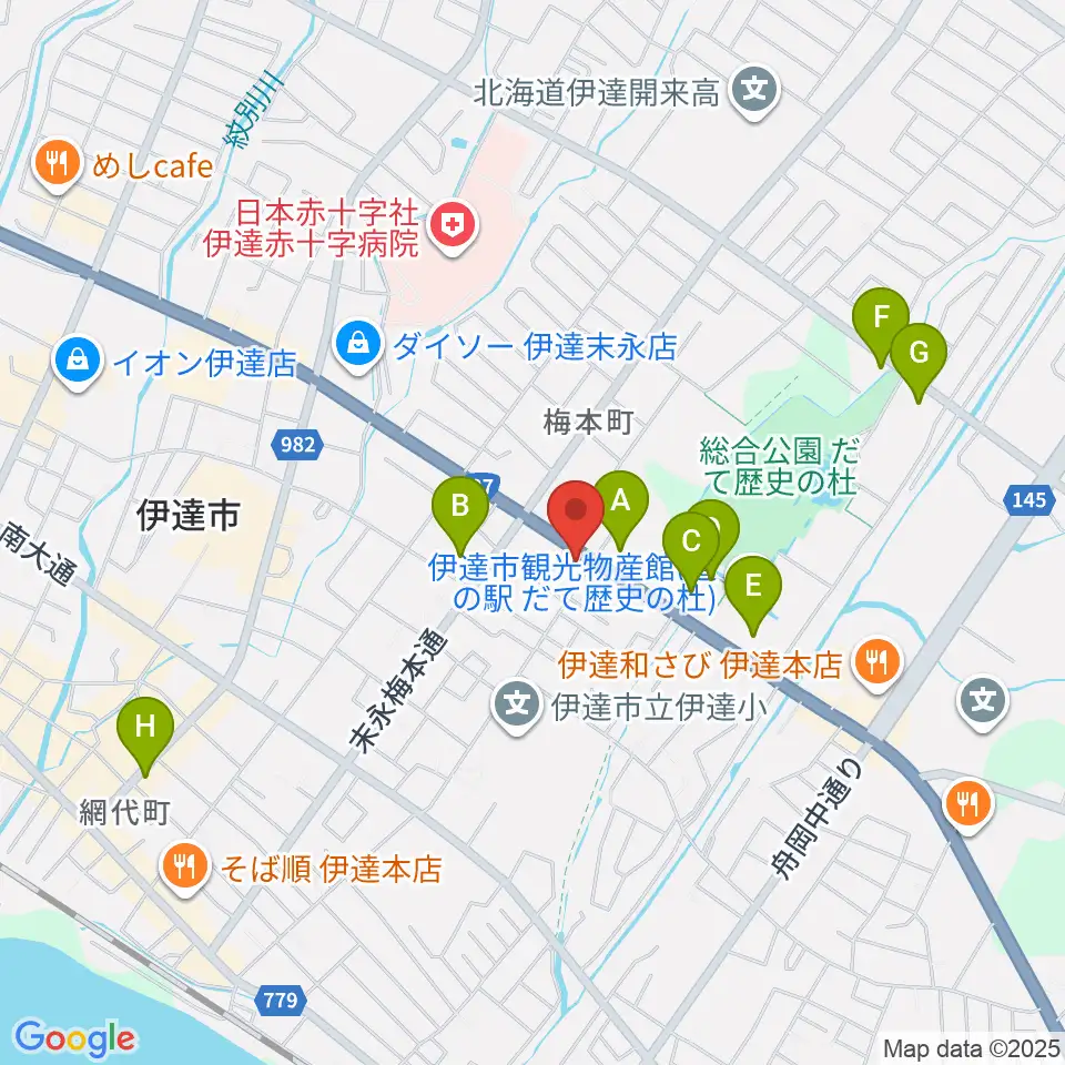エルム楽器 伊達ミュージックセンター周辺の駐車場・コインパーキング一覧地図