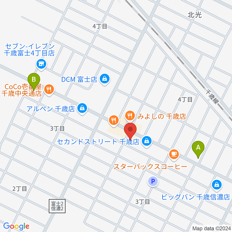 エルム楽器 千歳センター周辺の駐車場・コインパーキング一覧地図