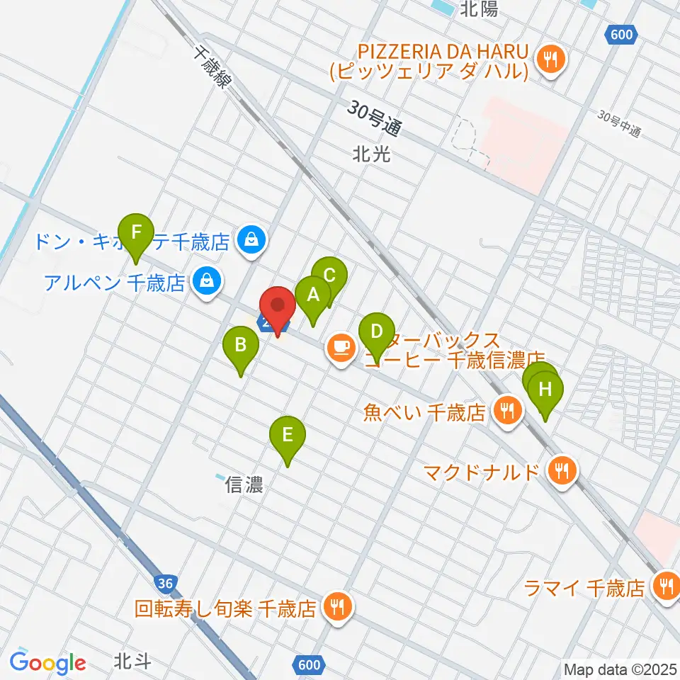 エルム楽器 千歳センター周辺の駐車場・コインパーキング一覧地図
