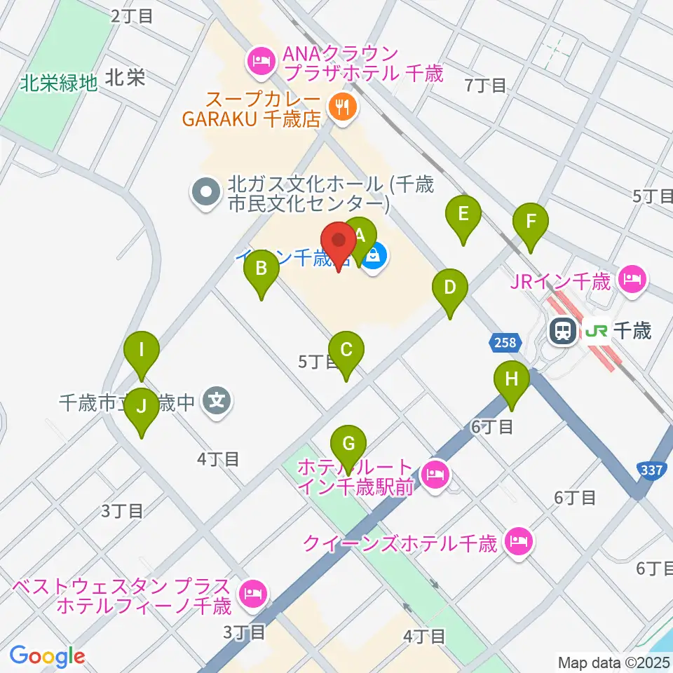 エルム楽器 イオン千歳センター周辺の駐車場・コインパーキング一覧地図