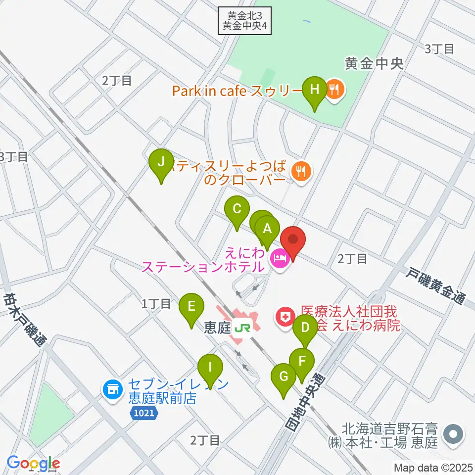 エルム楽器 恵庭駅前センター周辺の駐車場・コインパーキング一覧地図